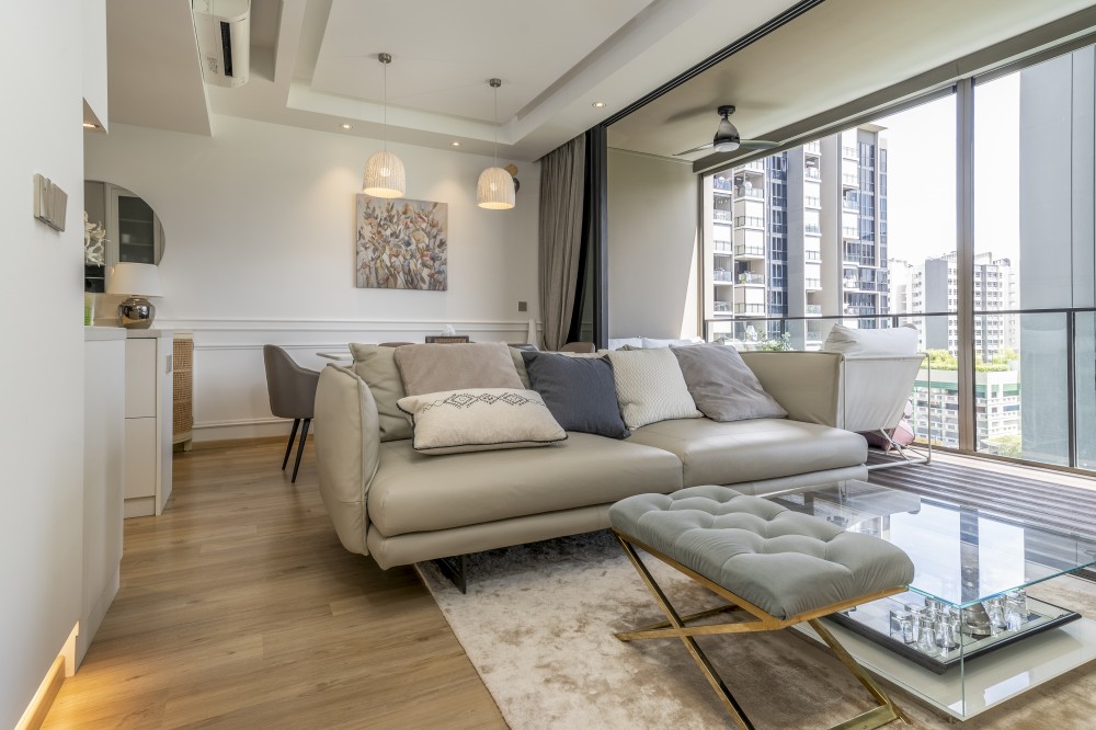 Scandinavian Living Room with Carpet and Sofa