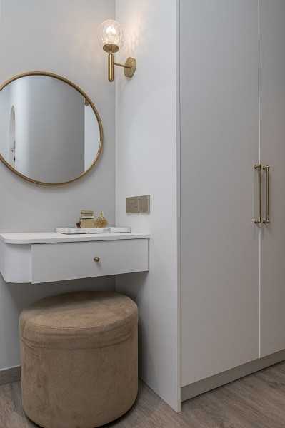 Scandinavian Bedroom with Vinyl Flooring and Wardrobe