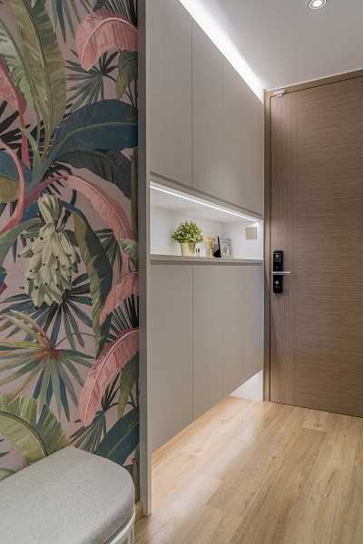 Scandinavian Entryway with Small Storage and Shoe Cabinets