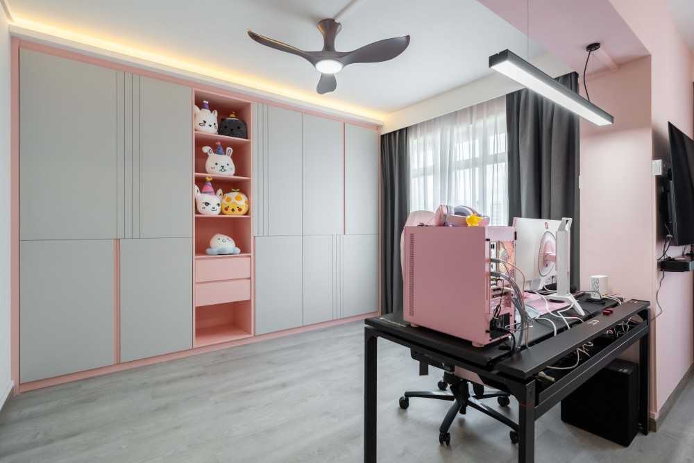 Contemporary Home Office with Desk and Desk Chairs