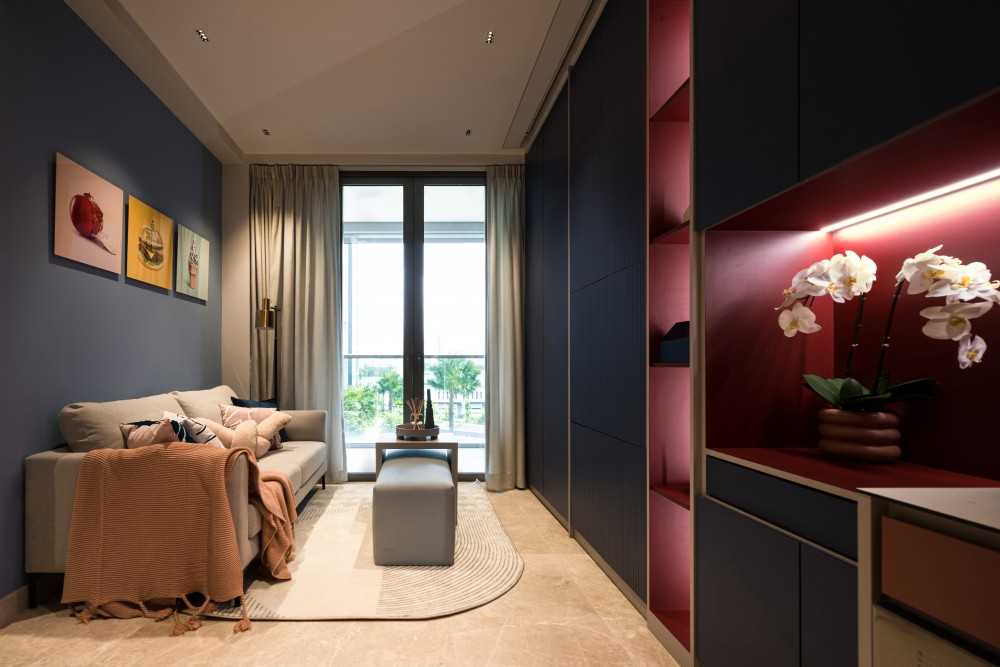 Contemporary Living Room with Feature Wall and Sofa