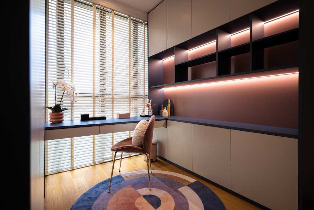 Contemporary Study with Desk and Desk Chairs