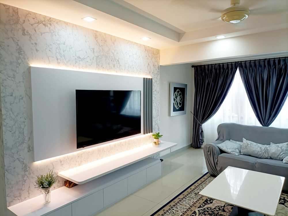 Modern Living Room with TV Console and Feature Wall