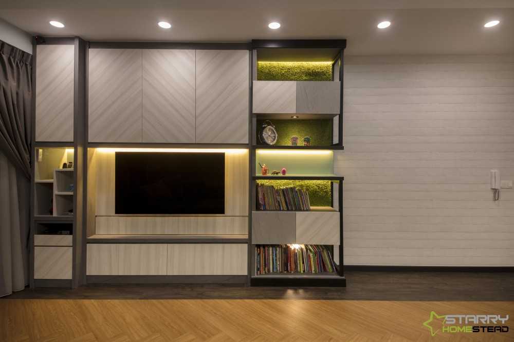 Eclectic Living Room with TV Console and TV