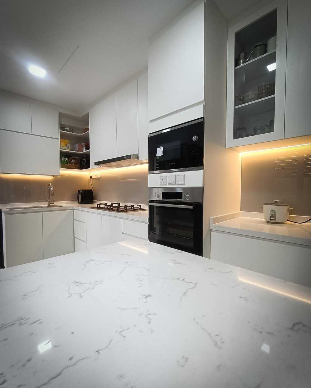 Minimalist Kitchen with Countertop and Vinyl Flooring