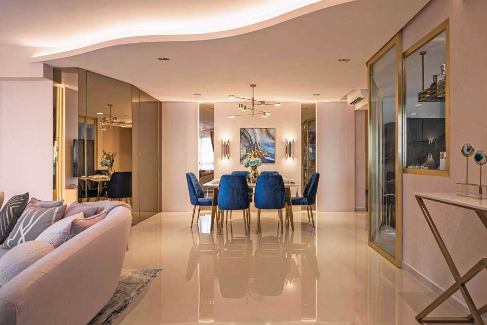 Modern Living Room with Cove Lighting and Sofa