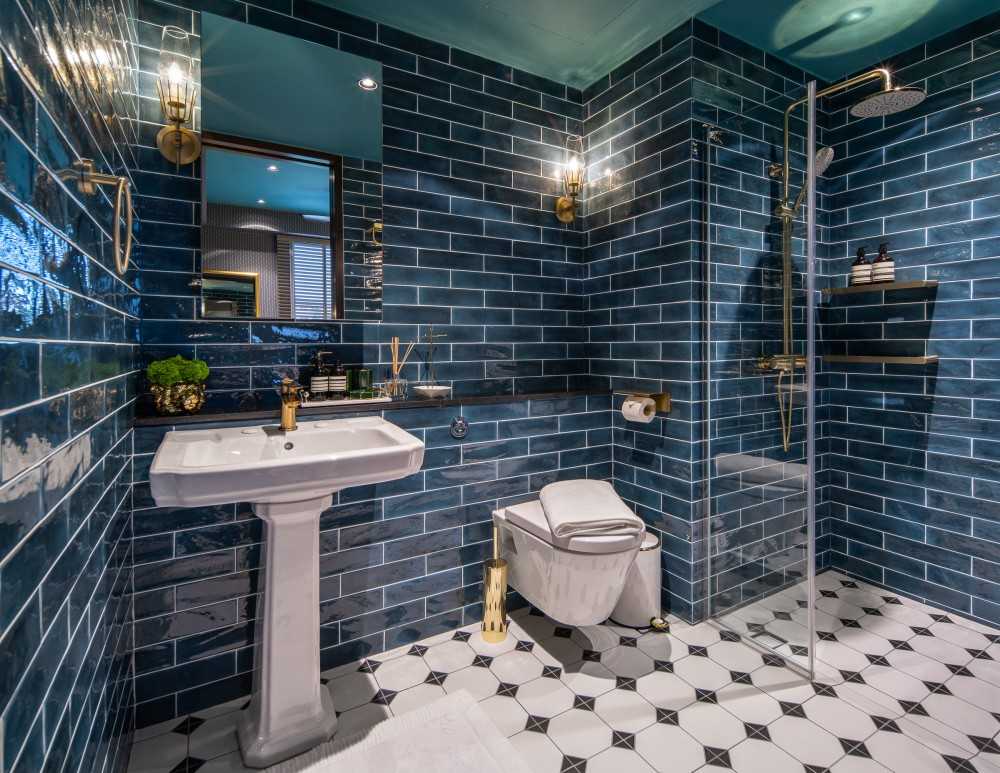 Eclectic Bathroom with Mirror and Shower Screen