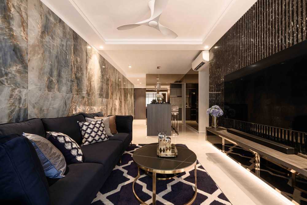 Modern Living Room with Feature Wall and Cove Lighting