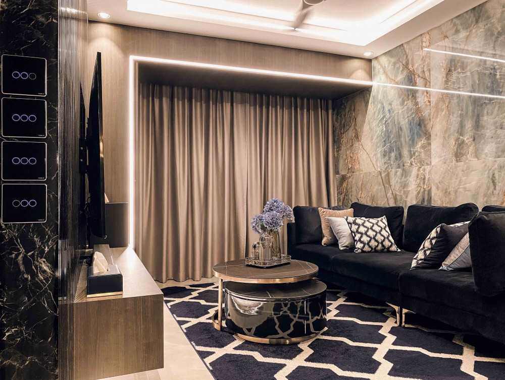 Modern Living Room with Cove Lighting and Sofa