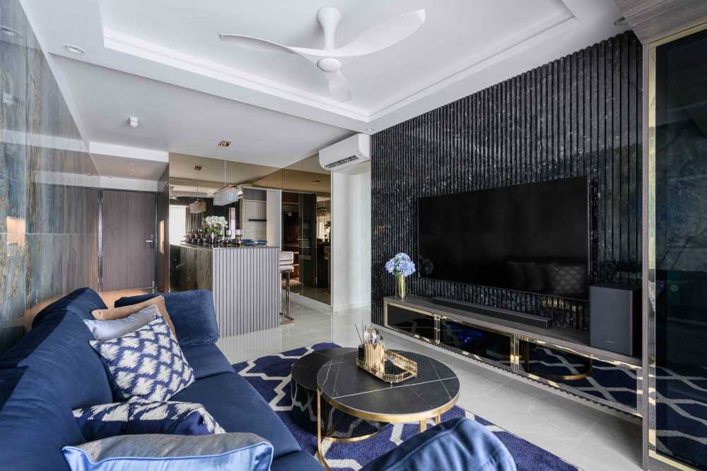 Modern Living Room with Feature Wall and Cove Lighting