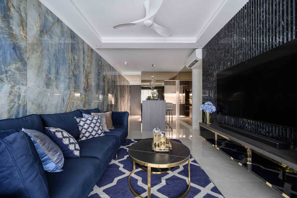 Modern Living Room with Feature Wall and Cove Lighting