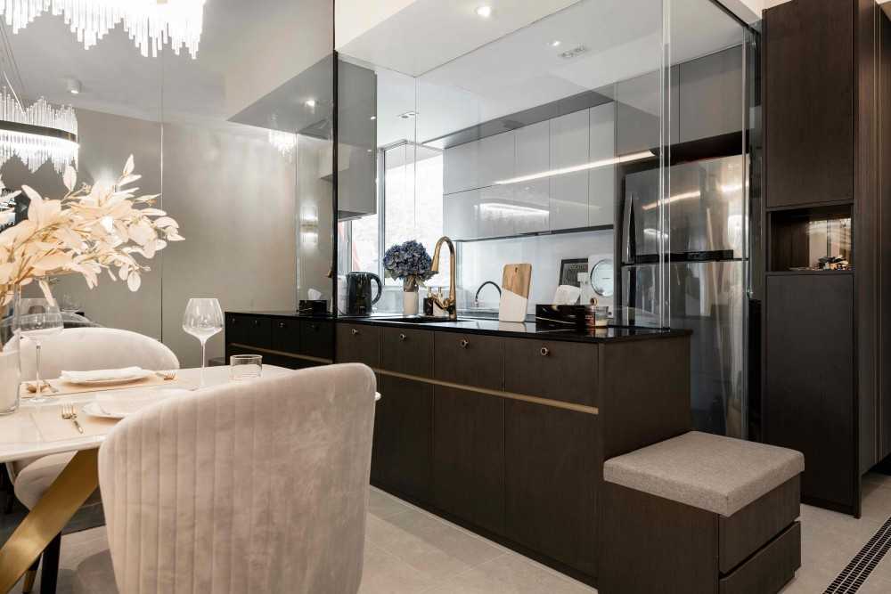 Modern Entryway with Mirror and Seating Bench