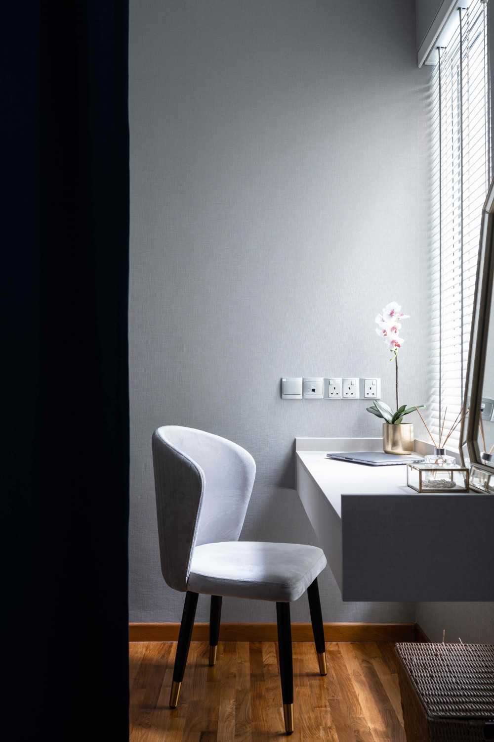Modern Study with Desk Chairs and Storage Cabinets