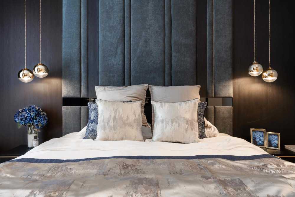 Modern Bedroom with Cove Lighting and Built-in Bed