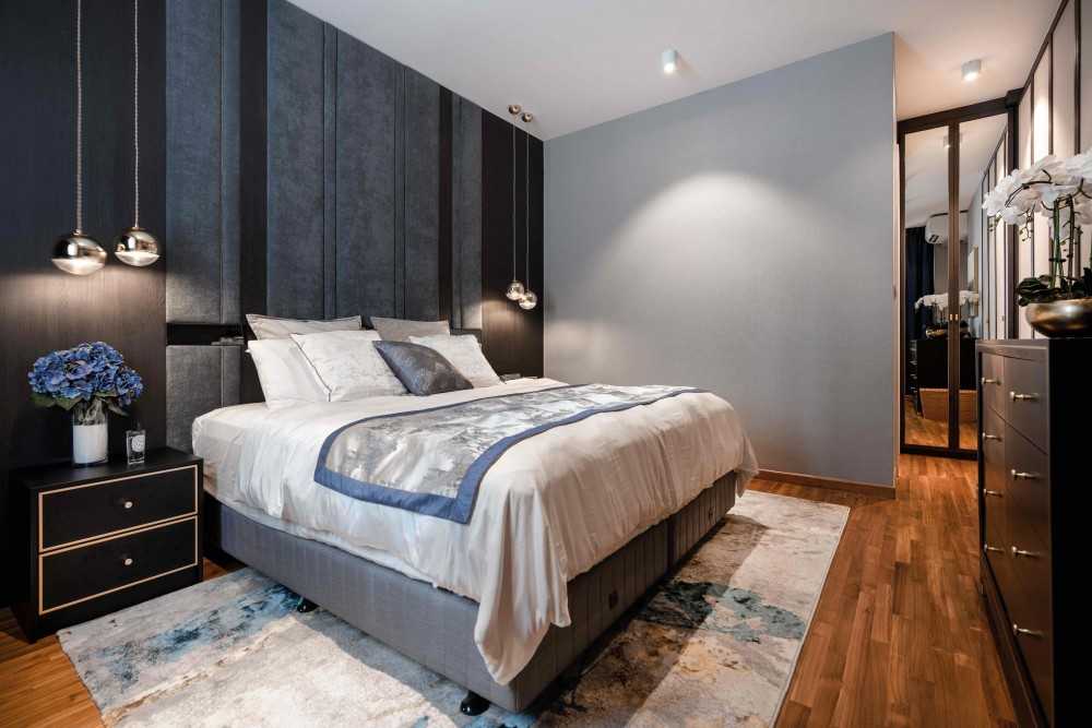 Modern Bedroom with Built-in Bed and Bedside Table