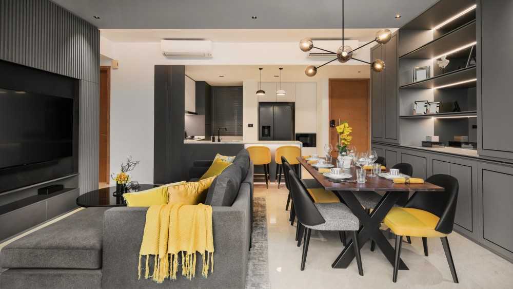Contemporary Living Room with Cove Lighting and Sofa