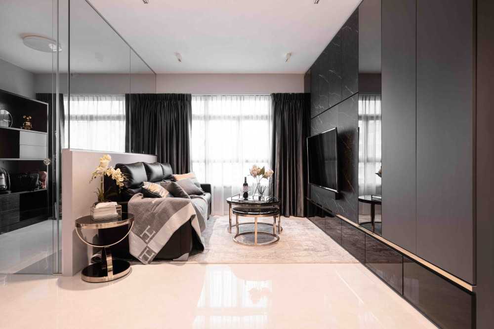 Contemporary Living Room with Cove Lighting and Sofa