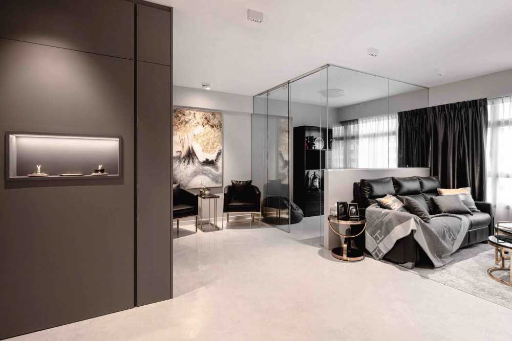 Contemporary Foyer with Artwork and Console Table