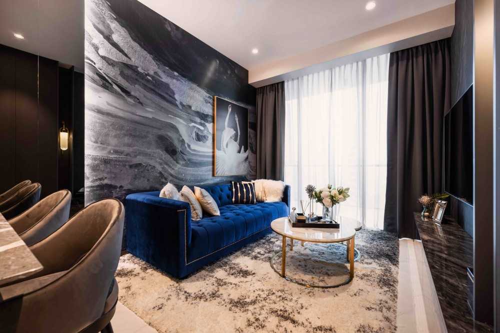 Modern Living Room with Feature Wall and Cove Lighting