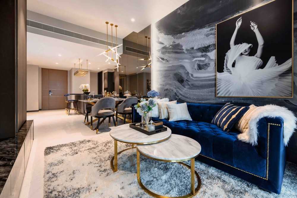 Modern Living Room with Feature Wall and Cove Lighting