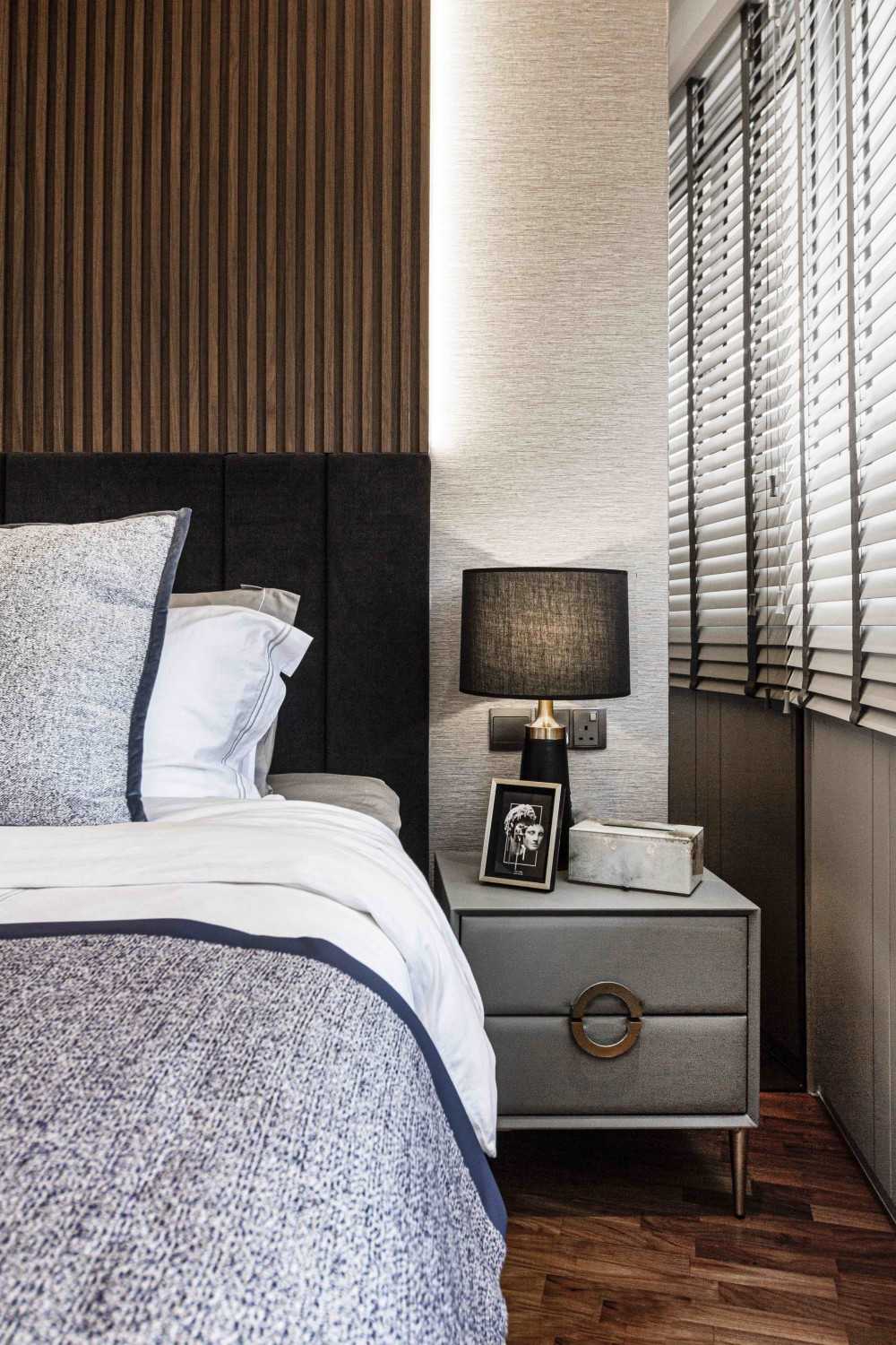 Transitional Bedroom with Cove Lighting and Built-in Bed