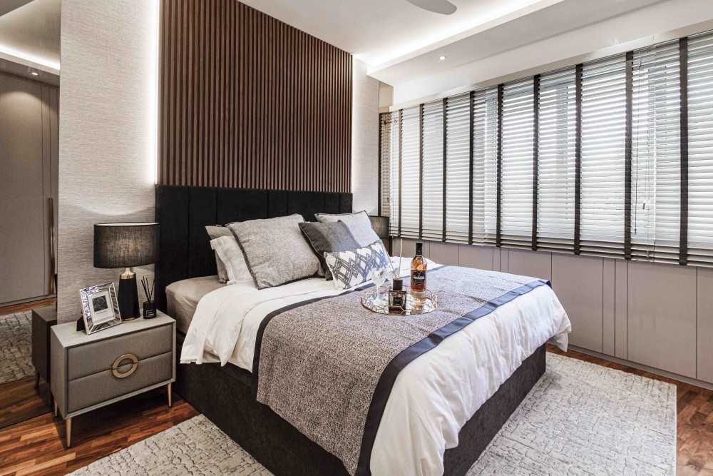 Transitional Bedroom with Cove Lighting and Bedside Table