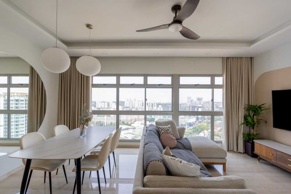 Minimalist Living Room with TV Console and Mirror