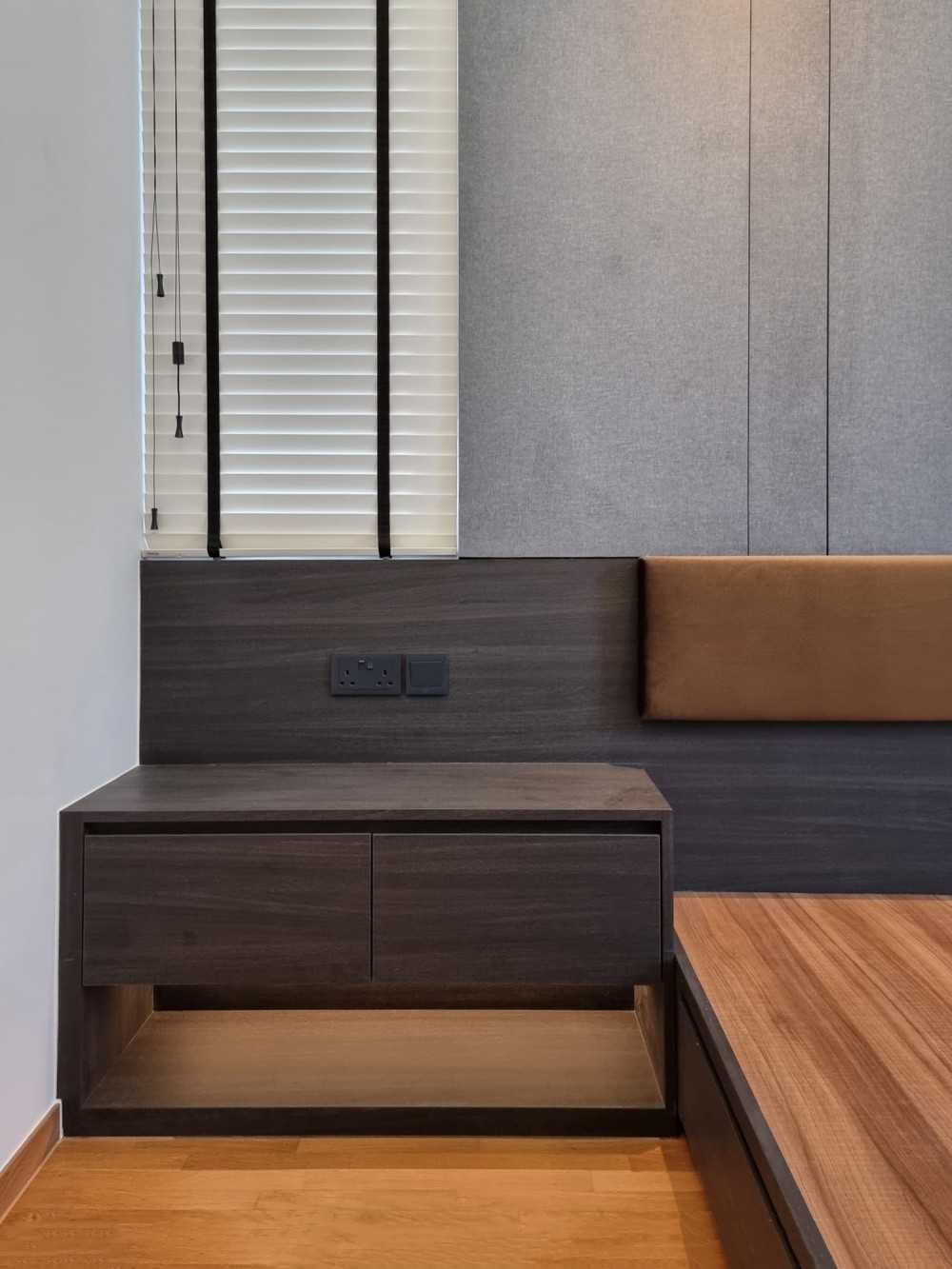 Scandinavian Bedroom with Feature Wall and Window Shutters
