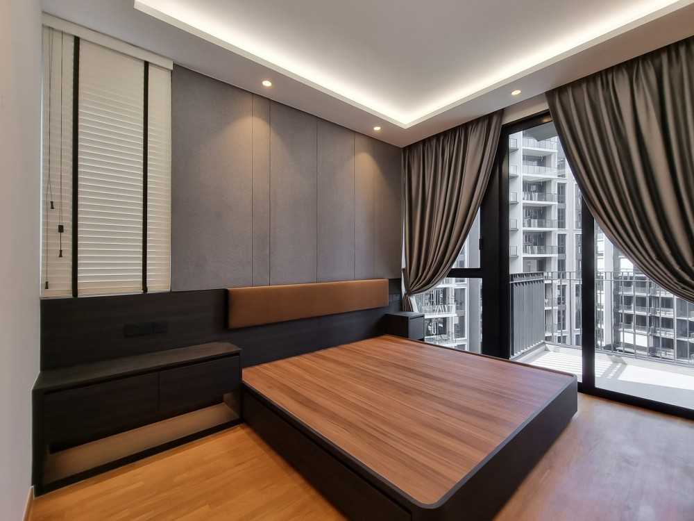 Scandinavian Bedroom with Window Shutters and Window Grille