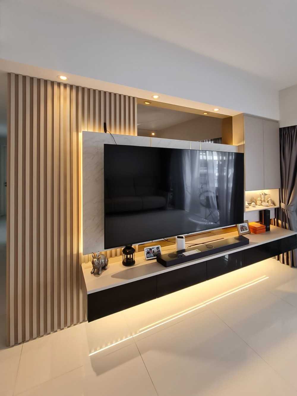 Modern Living Room with TV Console and Feature Wall
