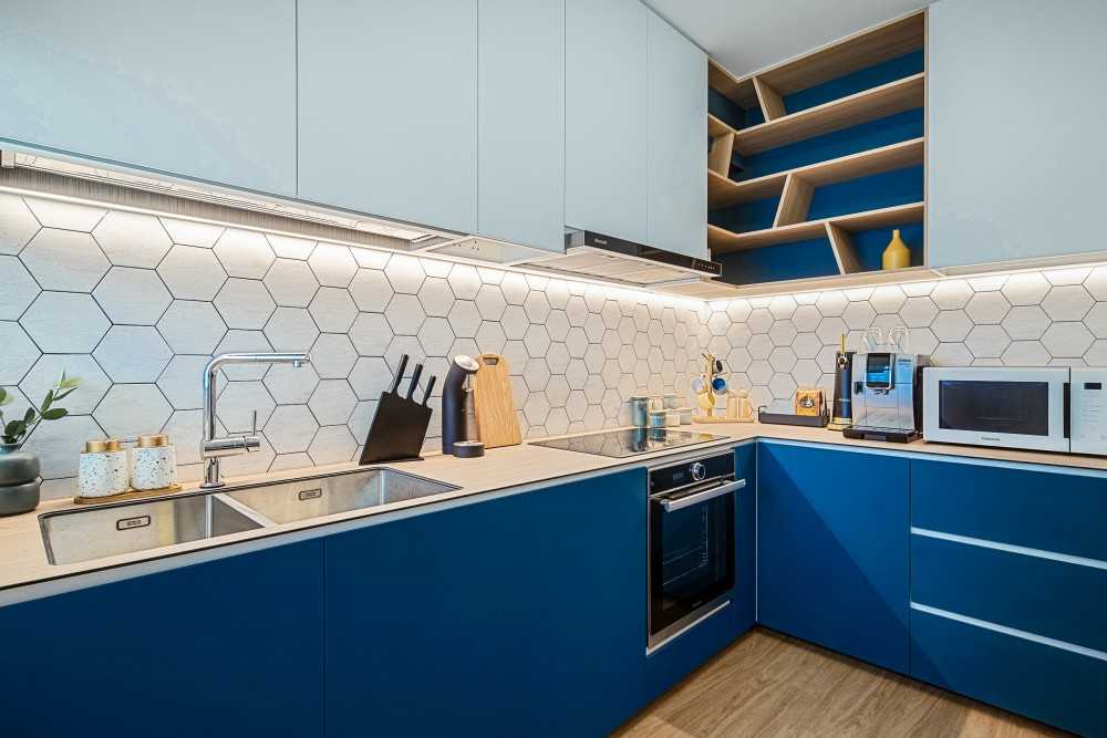 Scandinavian Kitchen with Kitchen Backsplash and Kitchen Accessories