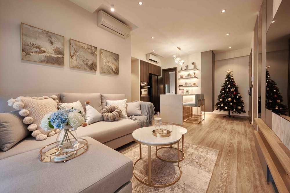 Modern Living Room with TV Console and Feature Wall