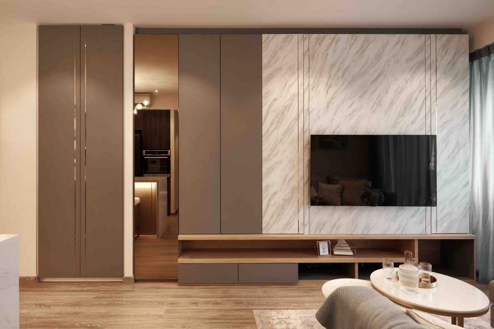 Modern Living Room with TV Console and Feature Wall