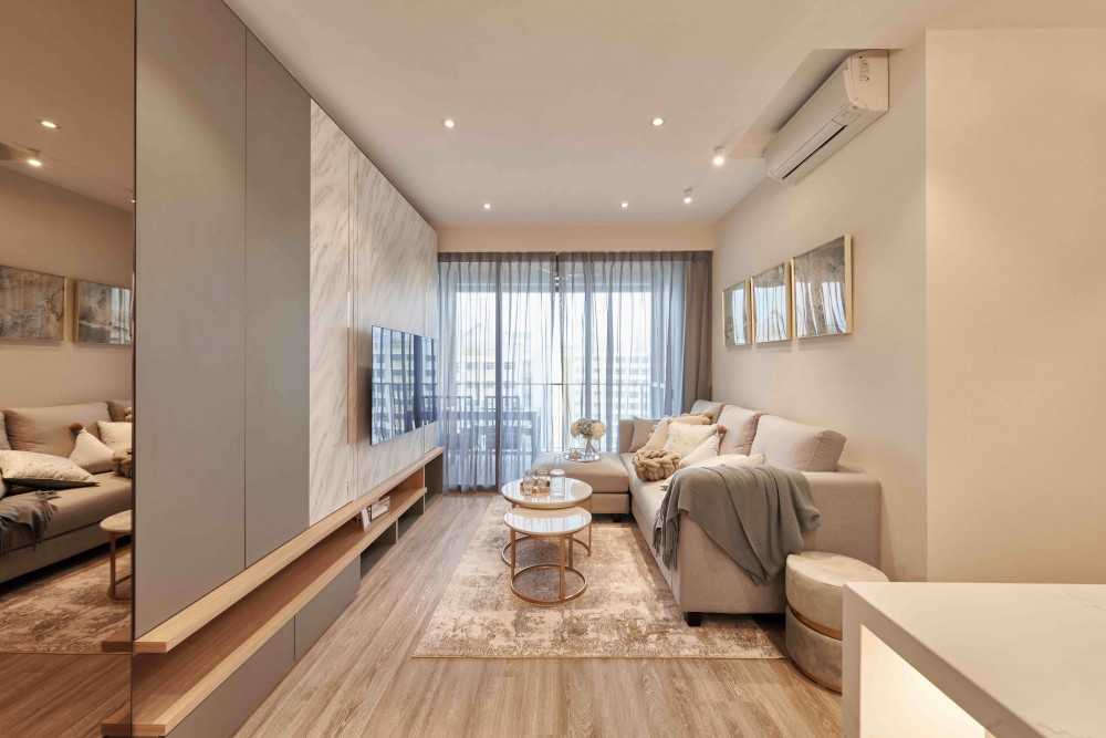 Modern Living Room with TV Console and Feature Wall