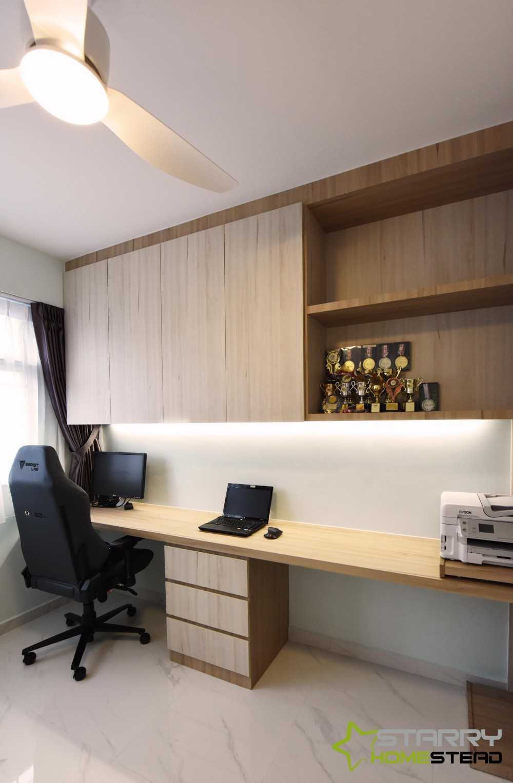 Scandinavian Workstation with Bookshelf and Desk