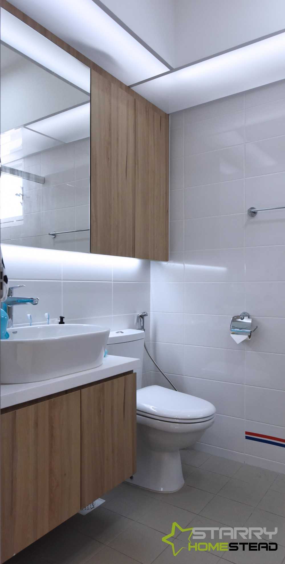 Scandinavian Bathroom with Mirror and Vanity Counter
