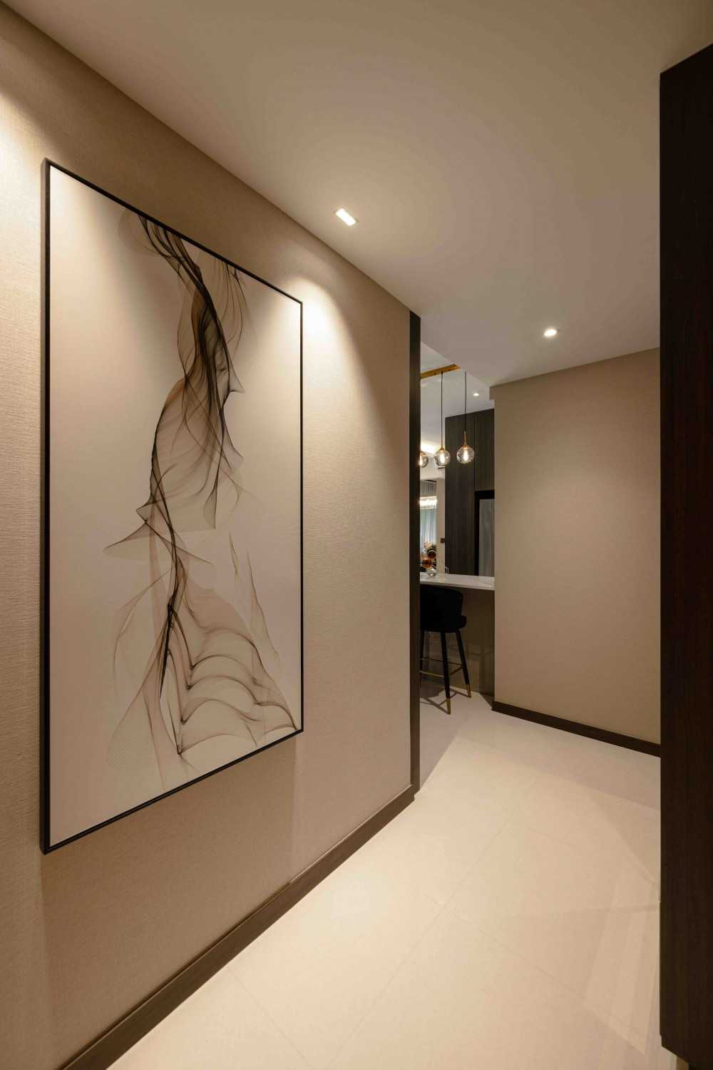 Contemporary Entryway with Mirror and Seating Bench