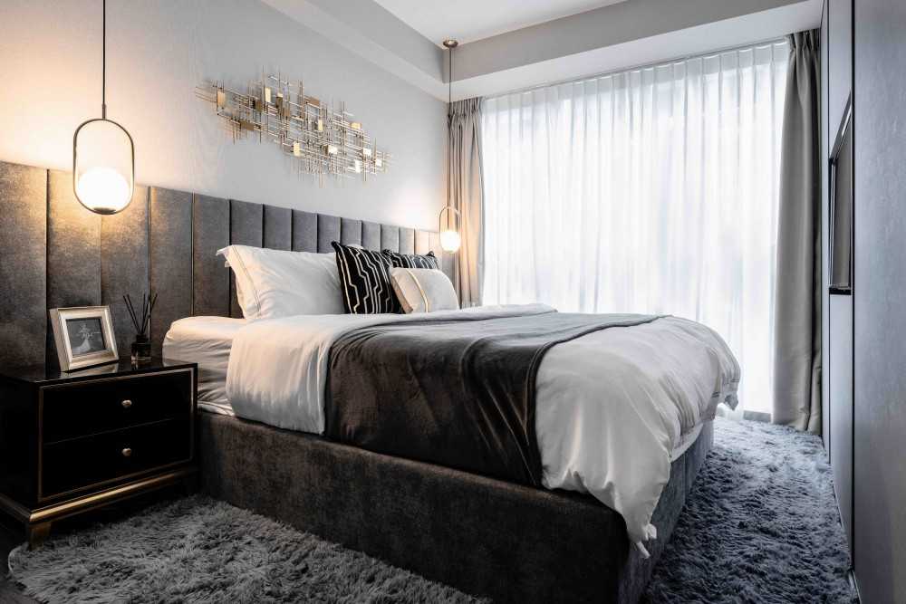 Contemporary Bedroom with Built-in Bed and Bedside Table