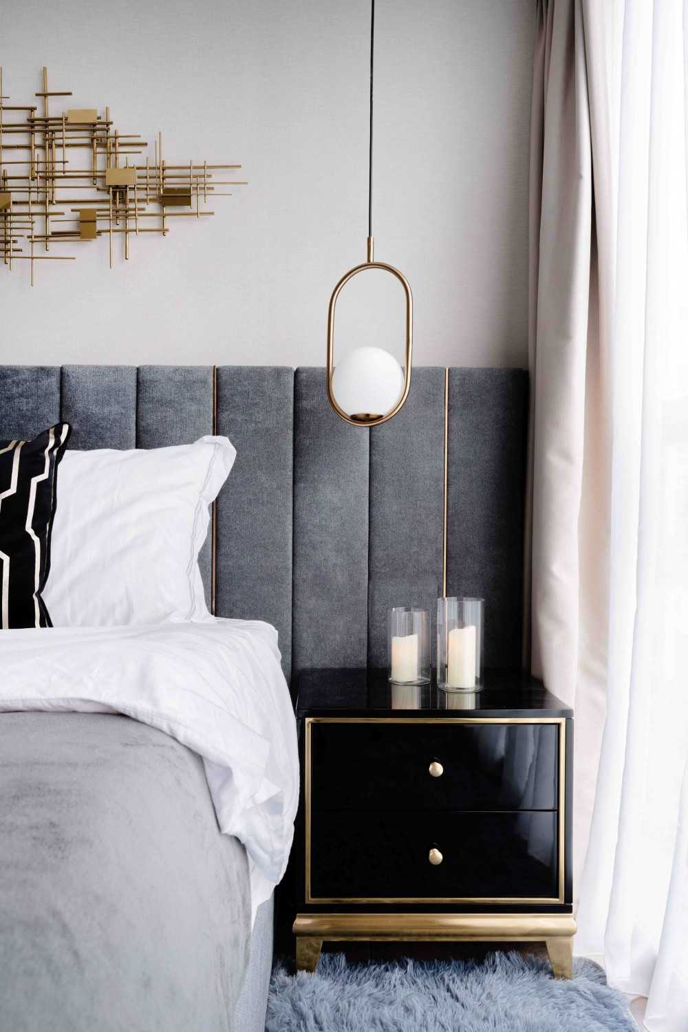 Contemporary Bedroom with Built-in Bed and Bedside Table