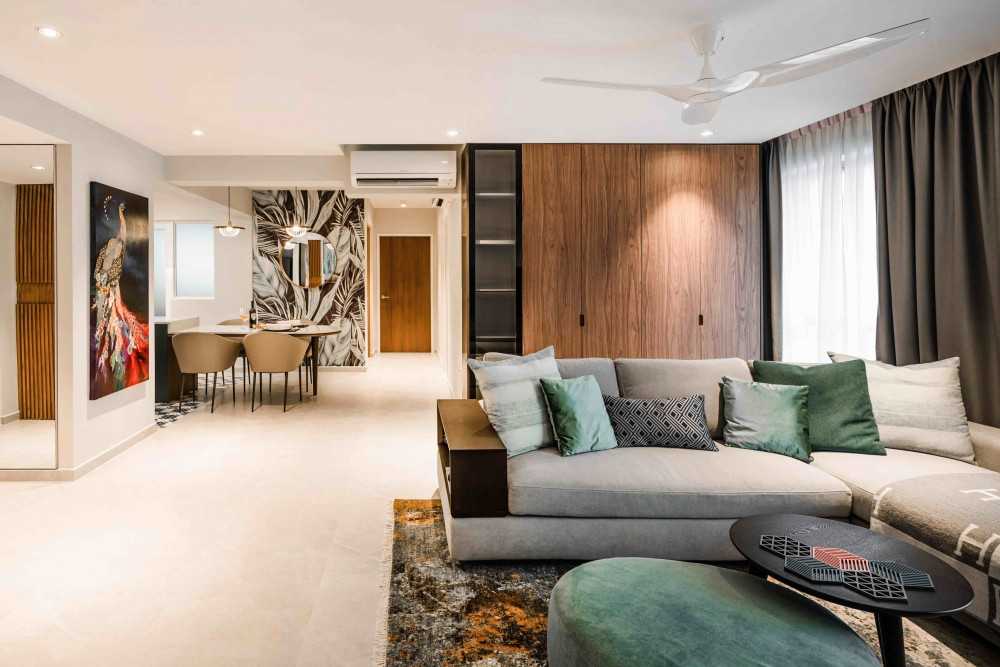Eclectic Living Room with Sofa and Paintings