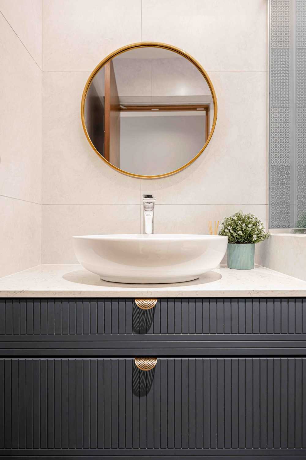 Eclectic Bathroom with Bathroom Storage and Bathroom Sinks