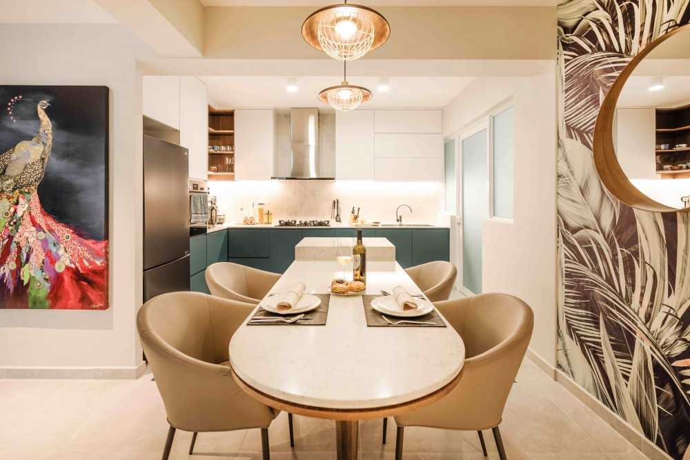 Eclectic Kitchen with Open Kitchen and Breakfast Counter