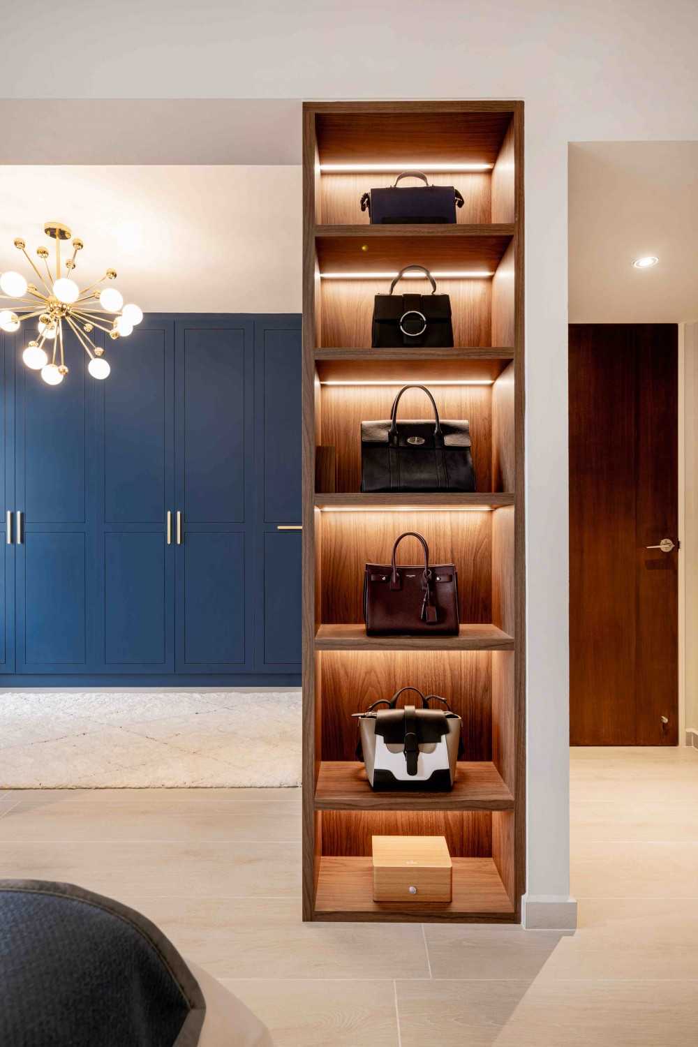 Eclectic Bedroom with Wardrobe and Chandelier