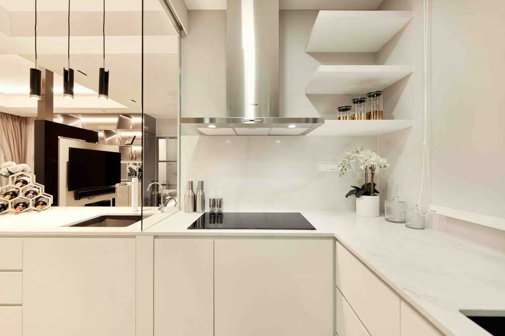 Modern Kitchen with Countertop and Kitchen Backsplash