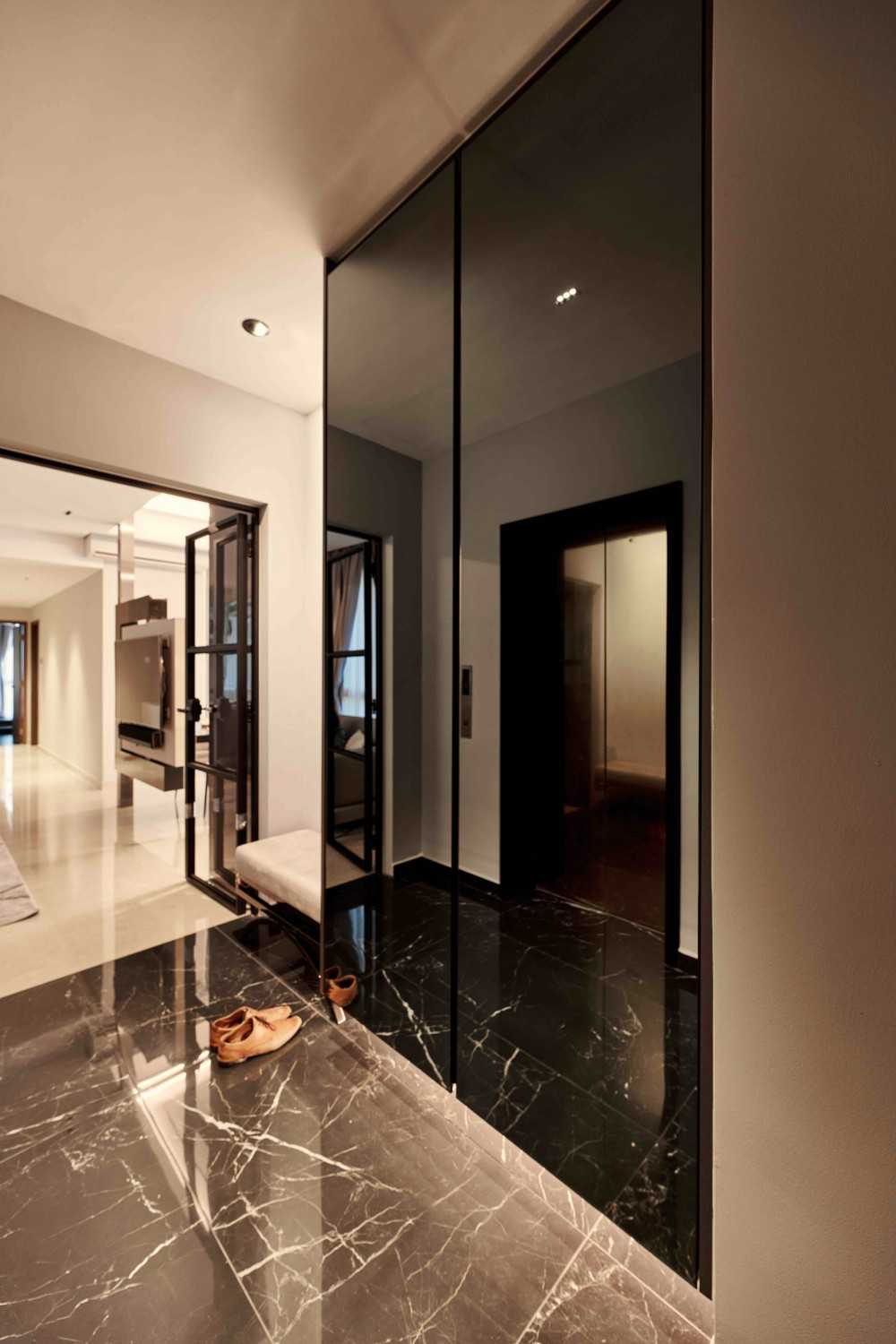 Modern Entryway with Mirror and Shoe Cabinets