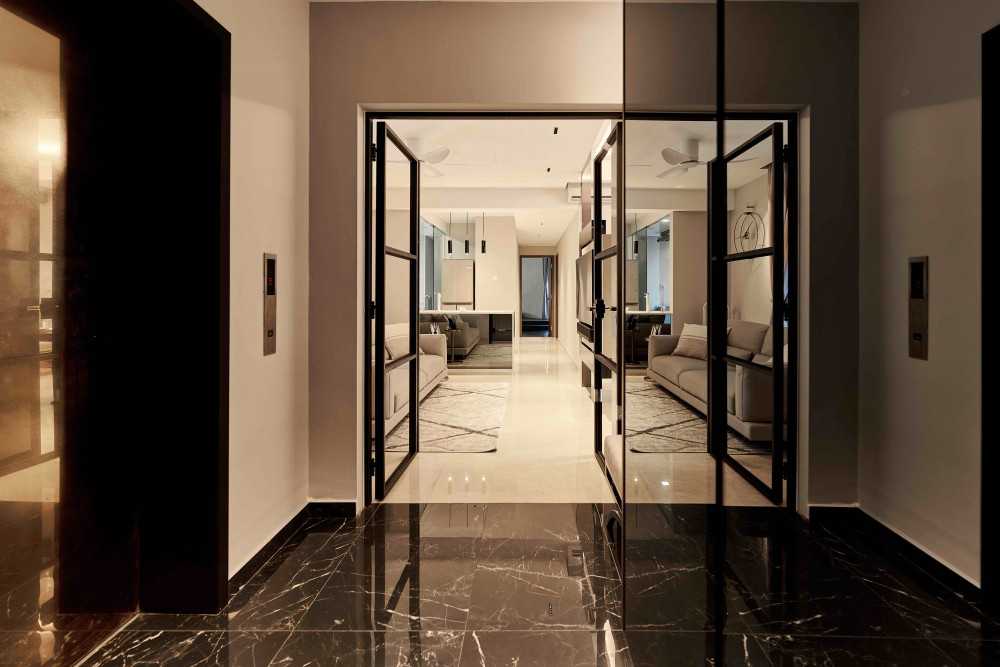 Modern Entryway with Mirror and Small Storage