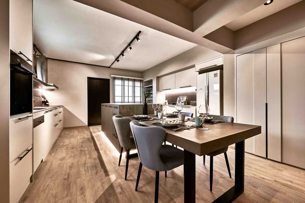 Industrial Kitchen with Kitchen Island and Open Kitchen