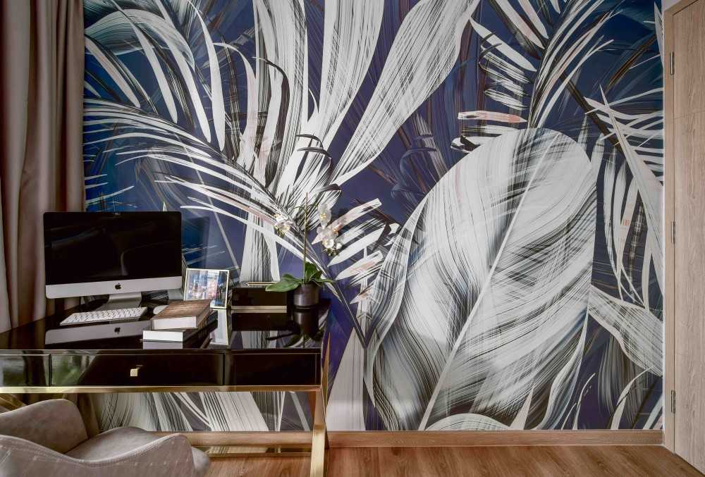 Eclectic Study with Cove Lighting and Storage Cabinets