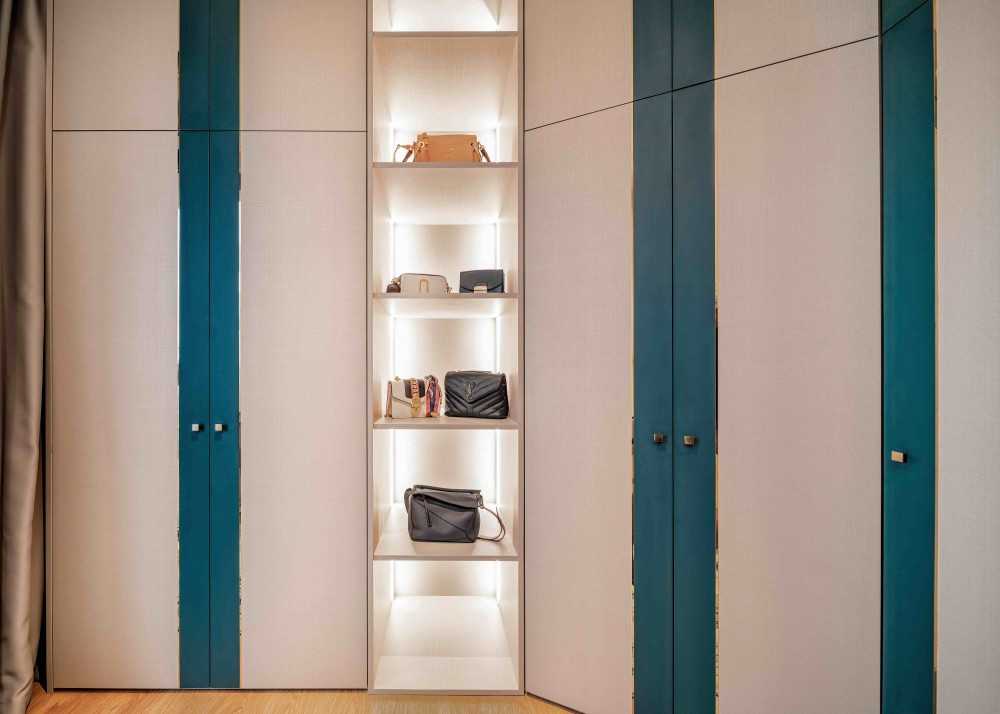 Eclectic Walk-in Wardrobe with Mirror and Wardrobe