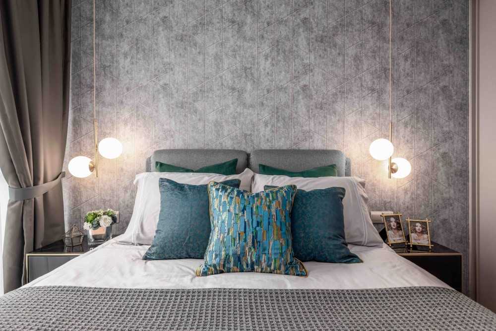 Eclectic Bedroom with Built-in Bed and Bedside Table